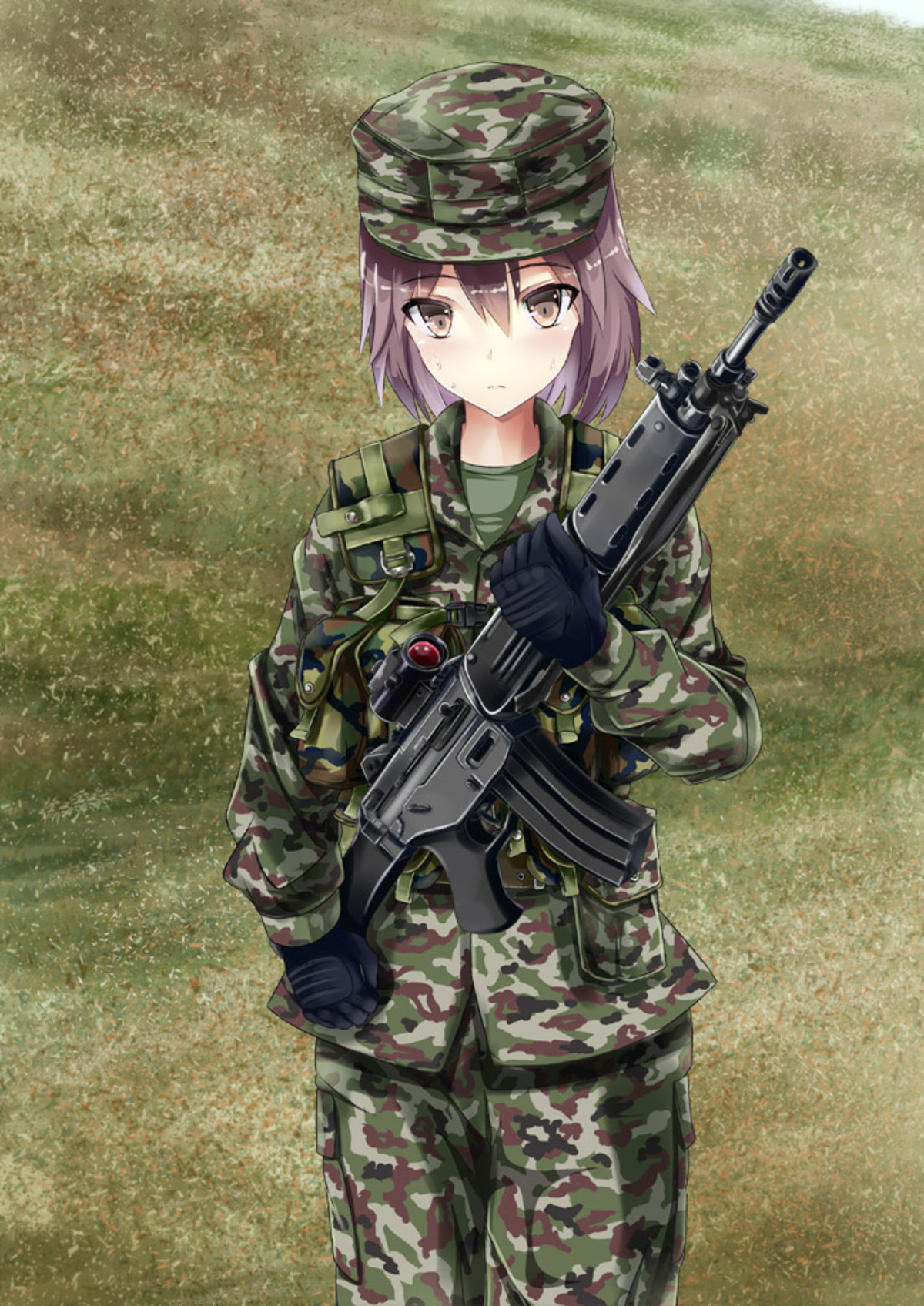 Девушка в военной форме арт